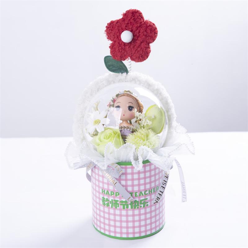 Cute Cartoon Floral Handheld Bucket for Preserved Flowers and Bouquets