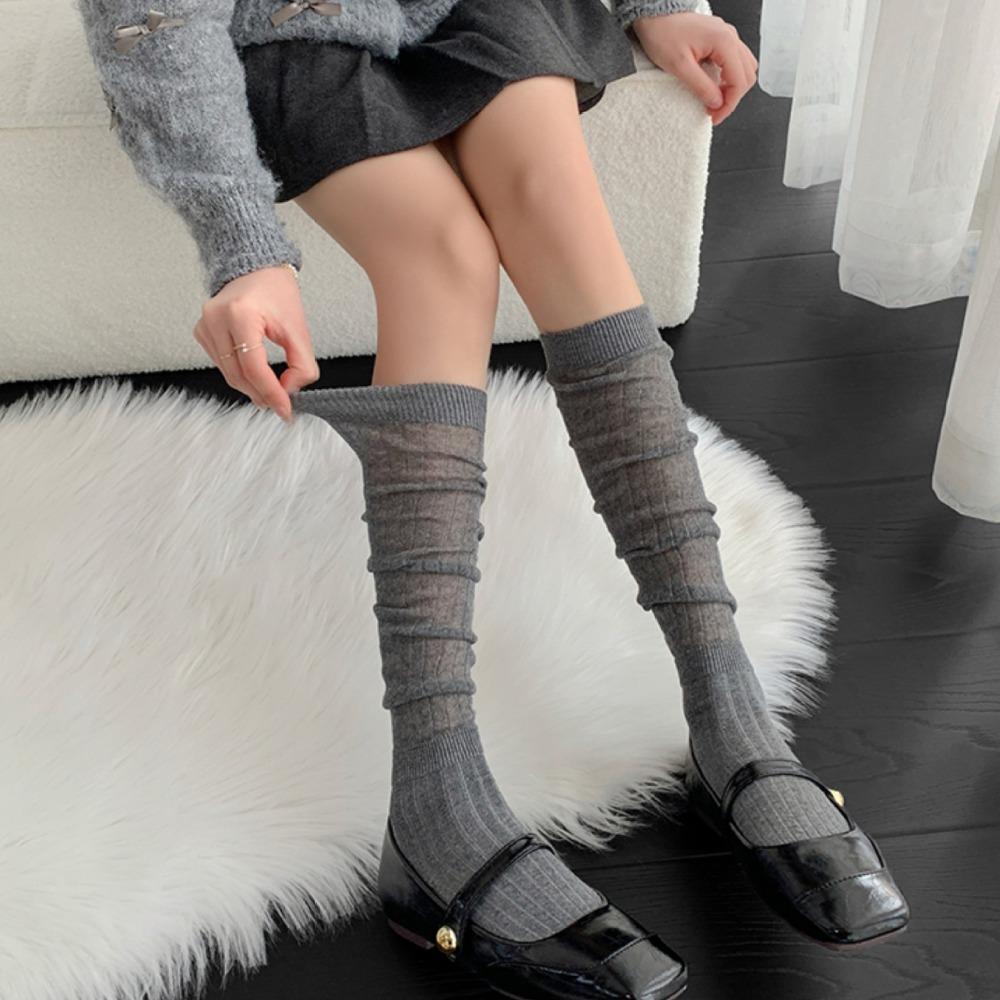 Thin Thin Long Socks Lolita Mid-tube Stocking Korean Ins Knee High Socks  Ballet