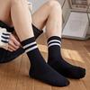 Fashion Striped Mens Socks Casual Streetwear Black White Sports Socks Men Male Cotton Breathable Hip Hop Skateboard Long Socks