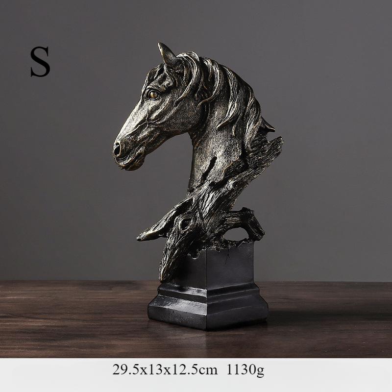 Retro Horse Head Ornament Home Decoration Living Room Bocage Office Ornament Resin Crafts Decoration