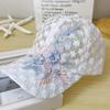 Breathable Summer Thin Lace Baseball Cap Women's Embroidered Flower Mesh Sunshade Hat Korean Style Fashionable Outdoor Cap