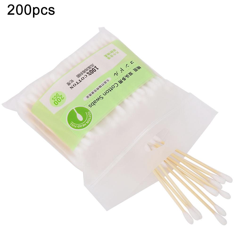 

200 шт. Двусторонние ватные палочки для макияжа, бамбуковые деревянные палочки для чистки