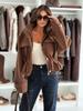 Autumn and Winter Women's Clothing Stand-up Collar Long-sleeved Button-up Cardigan Jacket Casual Belt Pocket Short Coat