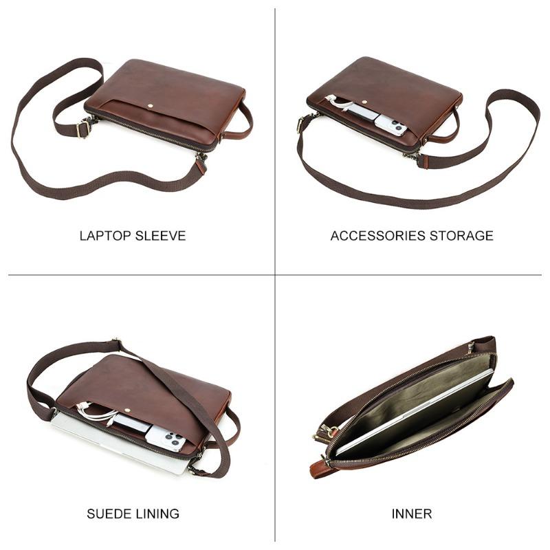 Genuine Leather Laptop Bag For MacBook Pro 14.2 Multi-Functional Crossbody Handheld