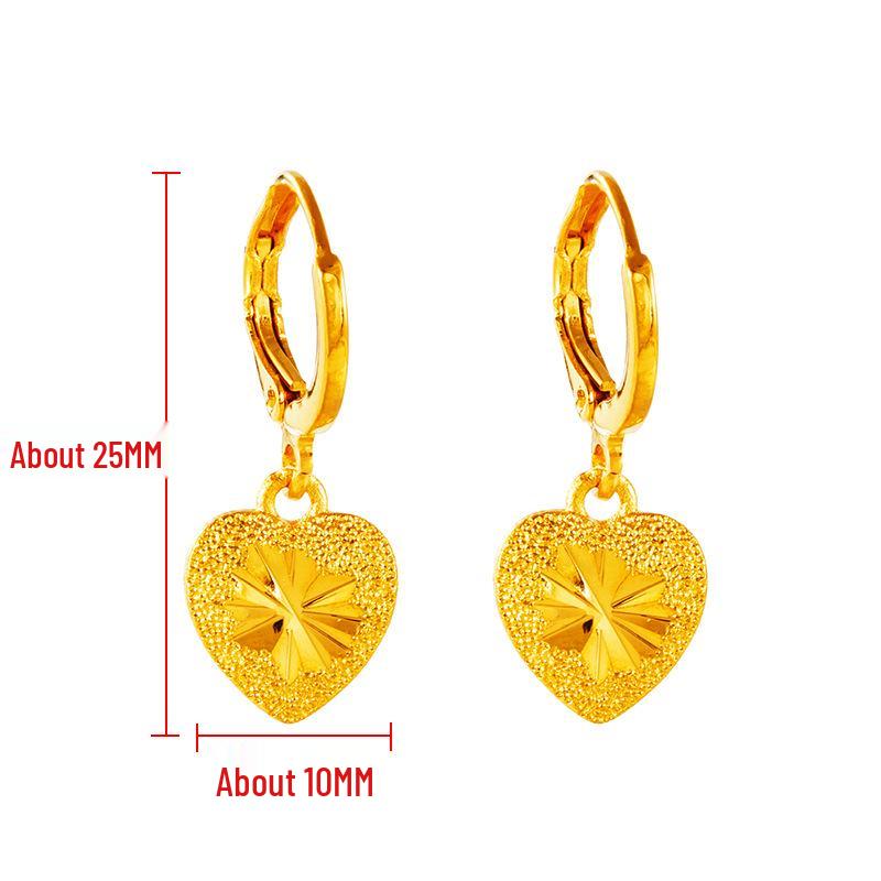Exquisite Heart-Shaped 24K Gold-Plated Earrings - Korean Fashion Women's Jewelry