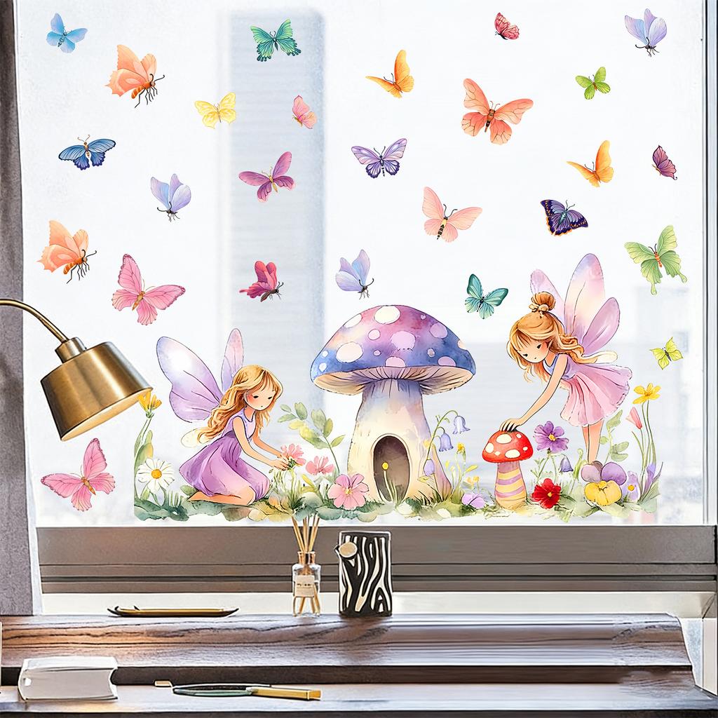 Watercolor Genie Mushroom Study Room Living Room Bedroom Wall Decoration Beautification Stickers