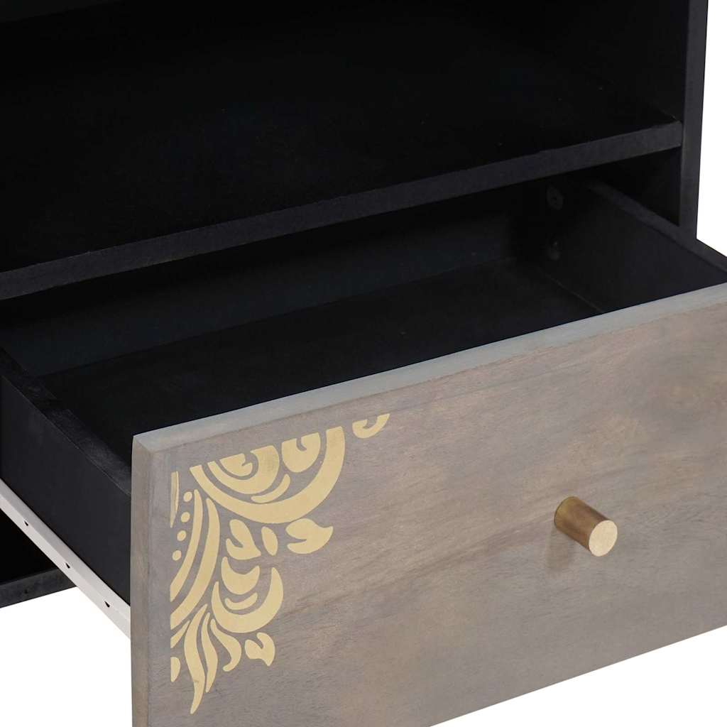 TV Cabinet with Drawers Gray 80 x 33 x 46 cm Solid Mango Wood