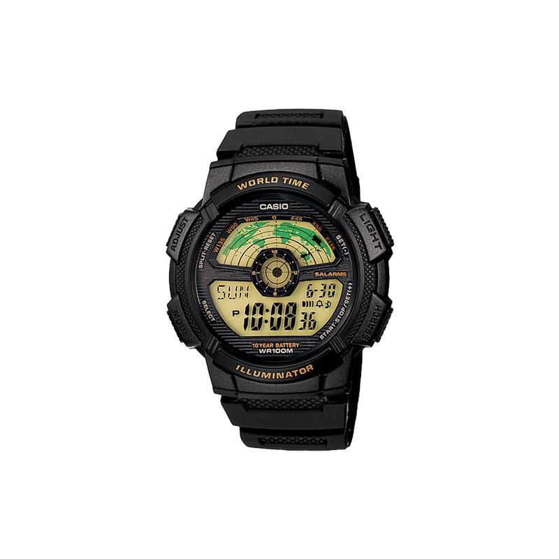 

Casio YOUTH series-Disc digital display casual multi-functional sports waterproof student luminous watch quartz movement resin strap AE-1100W-1BV чёрный