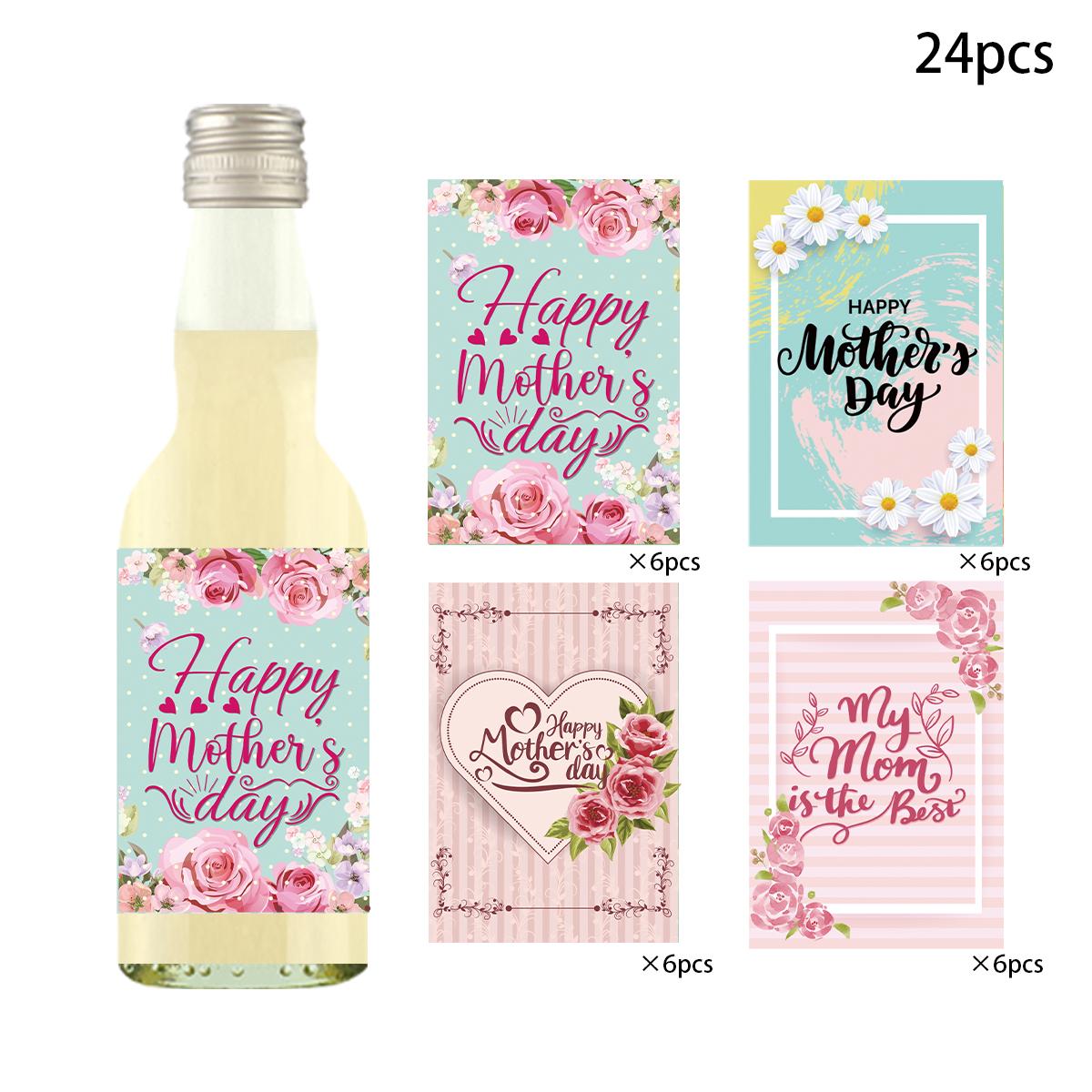 

24pcs Mother s Day Wine Bottle Label Sticker Mother s Day Theme floral Label Sticker Best mom gift happy Mother s Day Decoration