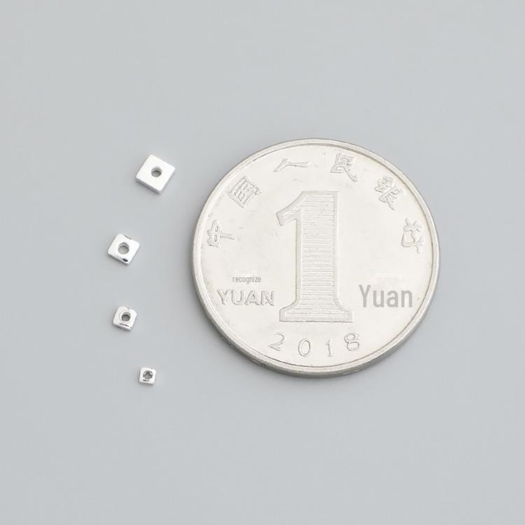 S925 Sterling Silver Small Spacer Beads for DIY Handmade Jewelry – Square Loose Beads for Bracelets & Necklaces