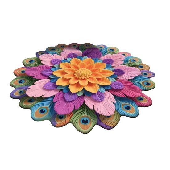 Yousheng Diatomaceous Earth Floor Mat 3D Realistic Rainbow Sunflower Pattern Quick Dry Non-Slip Absorbent Mat