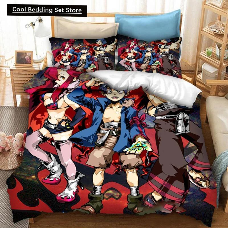 3D Printed Anime Tengen Toppa Gurren Lagann Duvet Cover Bedding Set Double Twin Full Queen King Adult Kid Bedclothes Quilt Cover