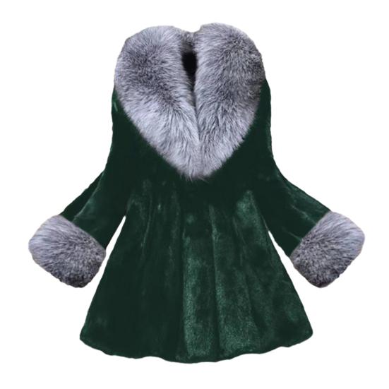Women's Open Front Coat with Faux Fur Collar And Cuff Casual Long Sleeve Furry Jacket Fall Winter Fuzzy Warm Outerwear