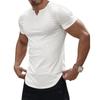 Summer Fashion V-neck Solid Color Bottomed Tee Male Short Sleeve All-match Pullover T-shirt Men Simple Top
