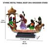 Ethnic Tribal Boat with Dancing Musicians Showpiece - 15x18 Inch Home Décor with Wooden Base - Gift for Housewarming, Festivals, Weddings