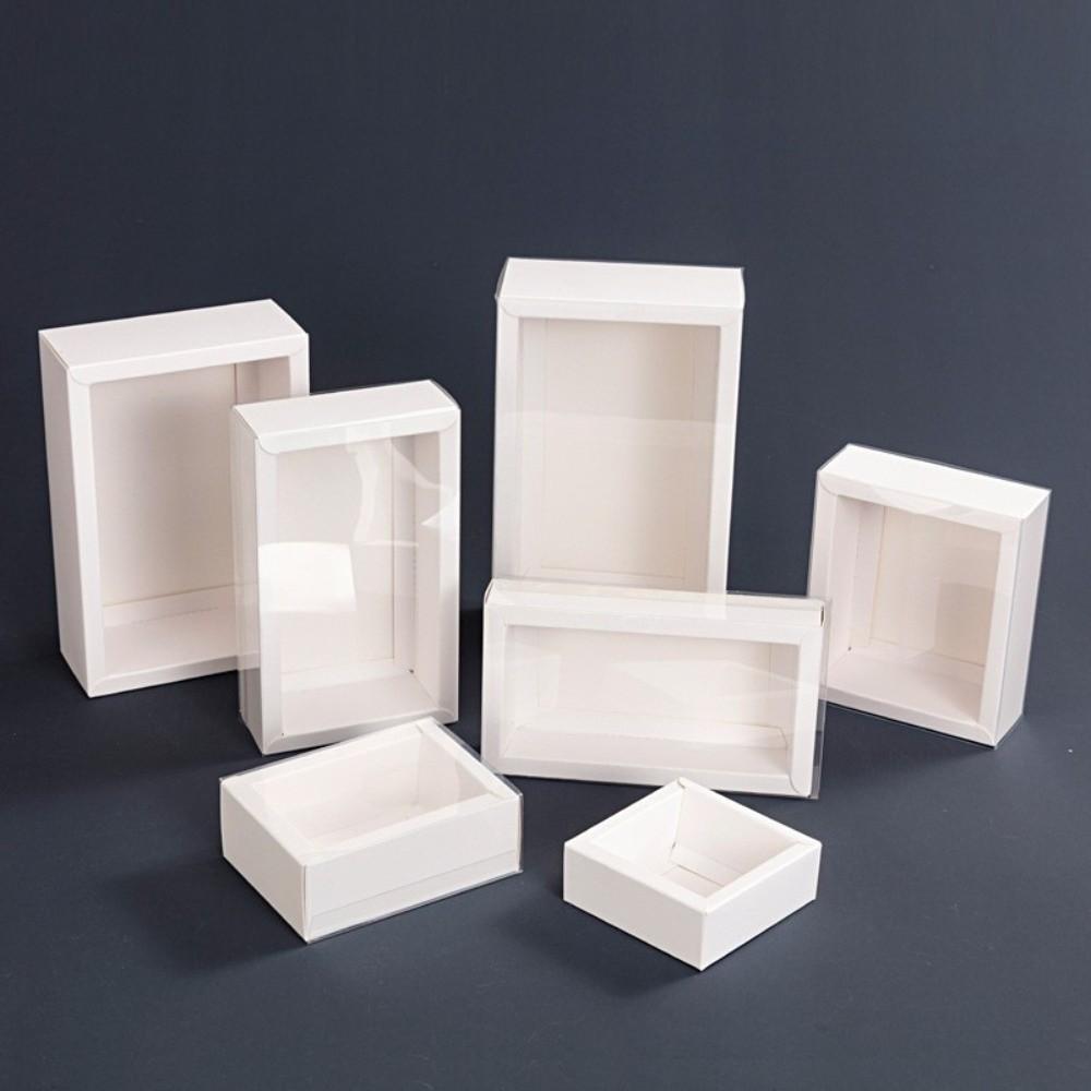 10PCS/SET Clear Window Kraft Gift Box Hardcore Reusable Gift Packaging Box DIY Foldable Drawer Gift Box Holiday Gifting