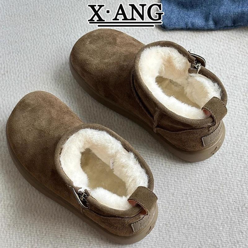 Sheepskin and fur integrated snow boots women's small short boots thick-soled non-slip velvet thickened warm small potato cotton shoes