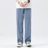 Men's Loose Jeans Summer Fashion Drape Soft Fabric Business Straight Denim Pants Wide Legs Ice Silk Trousers