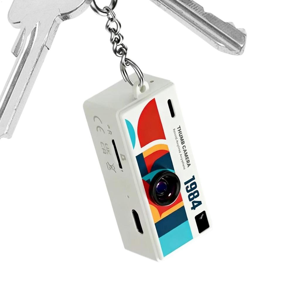 Retro Mini Keychain Thumb Camera 1080P HD Recorder Built-in Flash Auto Focus 130 Wide Angle Lens LCD Screen Portable Camera
