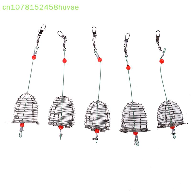 5 Pcs Wire Fishing Lure Cage Fish Bait Cage Fishing Trap Basket Feeder Holder