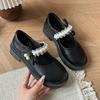 White Pearl Versatile Platform Small Leather Shoes Women's 2025 New Summer Jk with Skirt Soft Sole Fashion Mary Jane Shoes