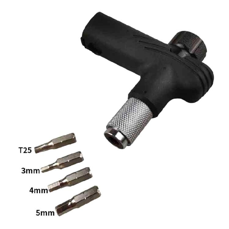 Bicycle Adjustable Torque Driver , Includes 3, 4, 5 Mm Hex, T25 Tool Bits