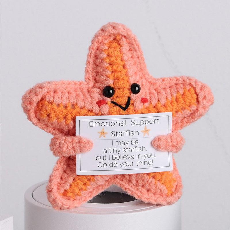 New Positive Energy Goose Hug Pocket Mini Handmade Plush Wool Knitting Doll with Card Funny Christams Gift Home Room Decoration