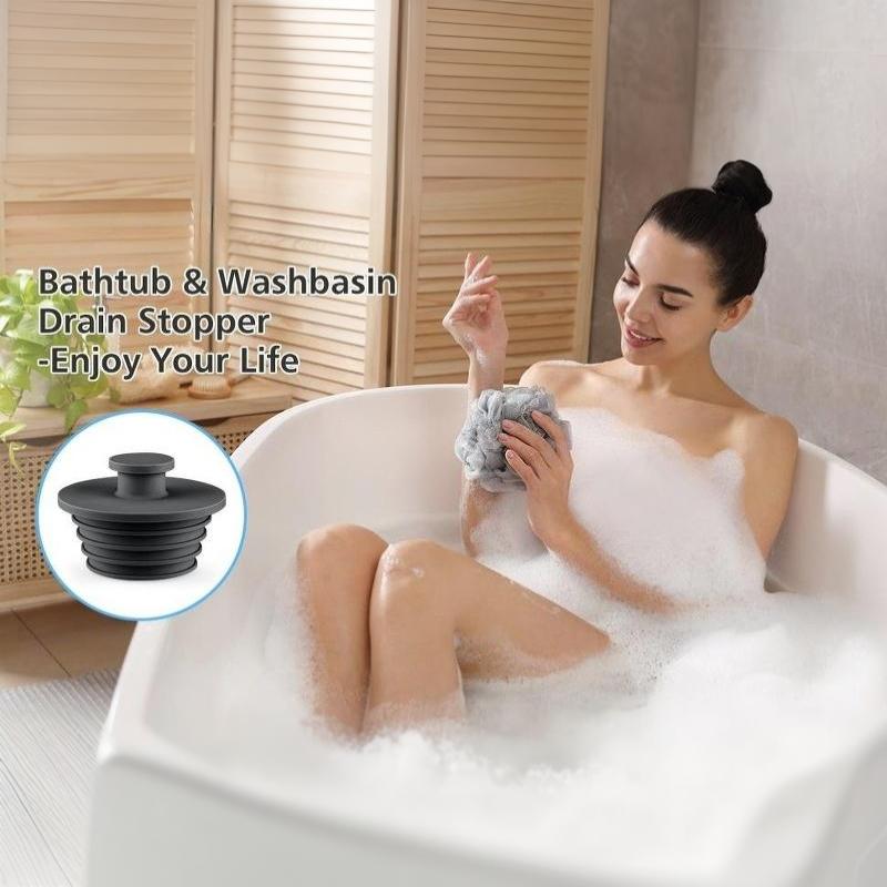 Silicone Bathtub Drain Stopper 2Pcs Easy to Install Leak Proof Sealing Plug for Dorm Bathroom Kitchen Sink