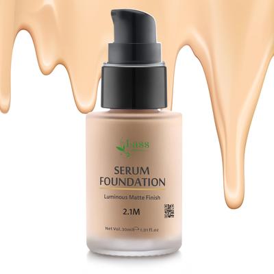Lass Natural Serum Foundation, Luminous Matte Finish Aqua Base, With SPF 30+, Hyaluronic Acid & Salicylic Acid 0.15%, No Sillicons & Paraben, No