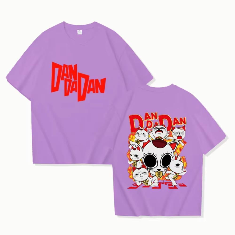 New Anime Dandadan Skeleton Wealth Cat Printed T Shirt Women Men Teens Fashion Hip Hop Harajuku Casual Short Sleeve Tops Tees