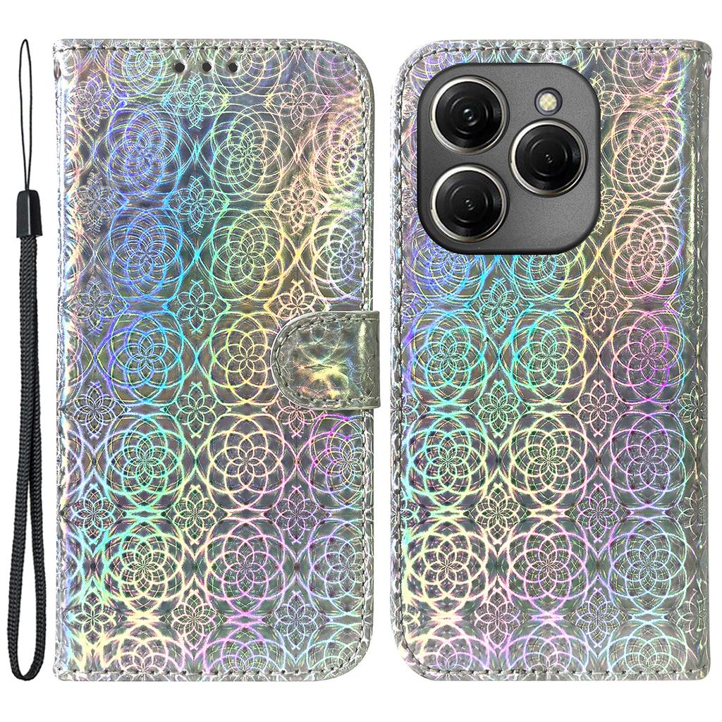 For TECNO Spark 20 Pro Phone Case Dazzling Flower Card Slots Leather Cover