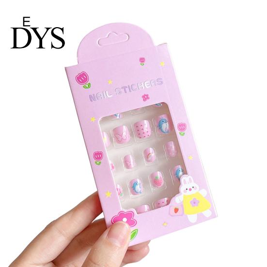 Nail Art Patch 24Pcs Kids Fake Kawaii Fun Designs For Children Stickers Set Creative DIY Kit for Decorations Easy-to-apply Nails