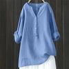 Women Solid Stand Collar Long Sleeve Shirt Casual Loose Blouse Button Down Tops