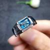 Blue Topaz Emerald Cut Gemstone With 925 Sterling Silver Ring For Men's #35 JL375718203675