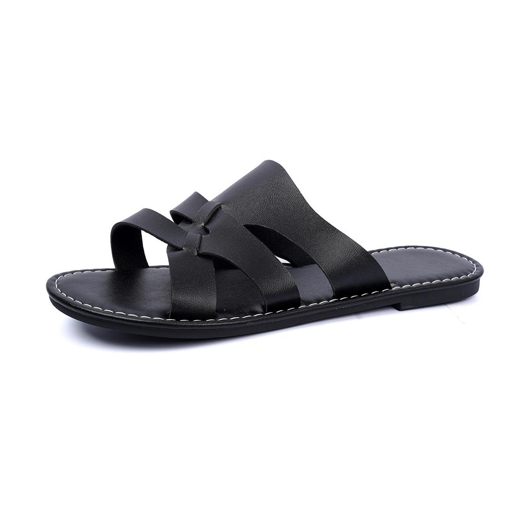 Cool slippers new solid color trendy beach shoes wear one-word flat slippers