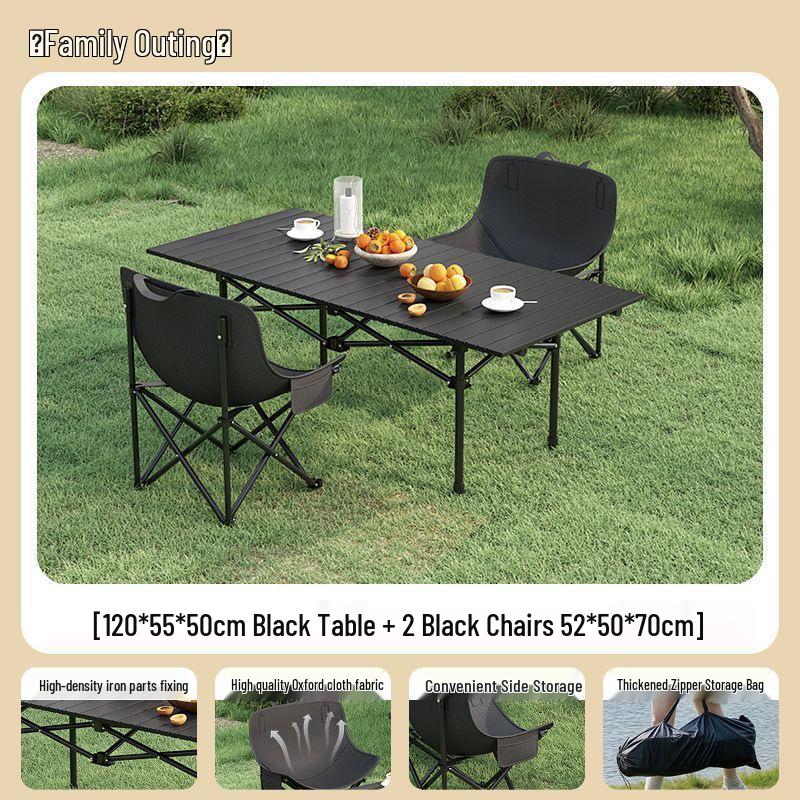 High-Back Portable Moon Chair and Folding Table Set for Camping and Picnic