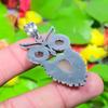 Owl- Rose Quartz Gemstone Handmade 925 Sterling Silver Gift Pendant 1.97" I7Z58