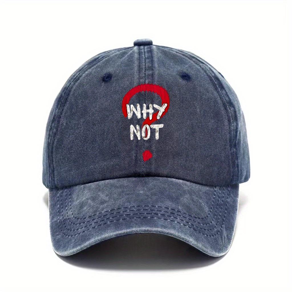 Why Not Question Mark Graphic Washed Baseball Cap Vintage Distressed Adjustable Sun Hat Casual Adult
