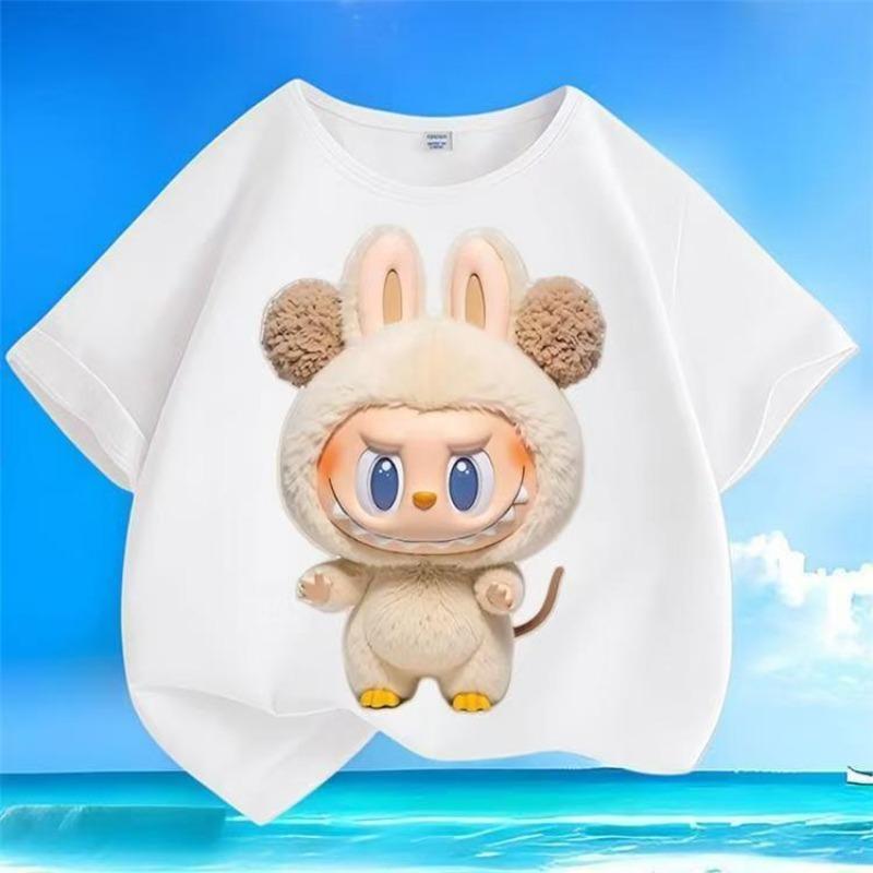 Labubu Kreslený 3D potisk Dětská trička Vtipné Chlapecké Dívčí Krátký rukáv Top Ležérní Trend Dětské oblečení