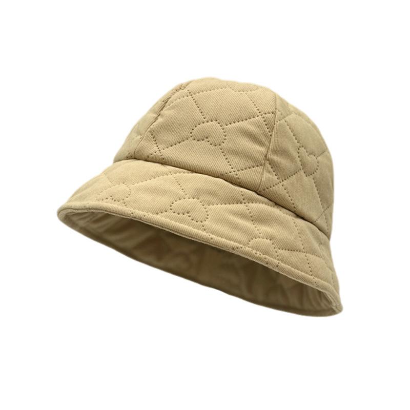 New small edge bucket hat women's autumn and winter face small face plain face cover silk cotton hat men's bucket hat basin hat