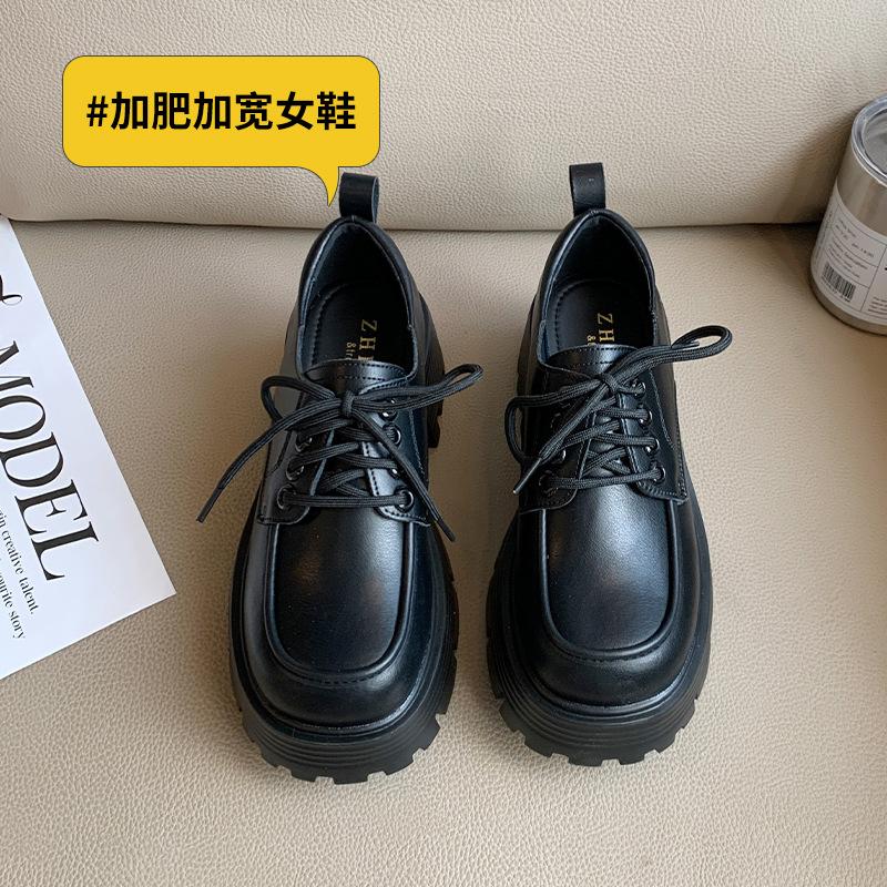 

- Фиолетовые Магические Линлун на толстой подошве в академическом стиле, маленькие кожаные туфли и полные женские туфли большого размера универсальны 35