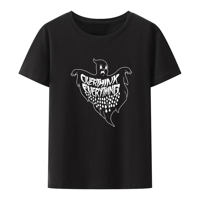 

OVERTHINK EVERYTHING Funny Anime Clothes Crop Top Blusa Pattern Lovely Y2k Tops Women T-shirts Camisetas Mujer Streetwear O-neck S