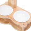 Wood Raised Cat Food Bowls Multifunctional 2 in 1 Automatic Cat Water Feeder and Food Bowl Set with Stand for Dog Pets