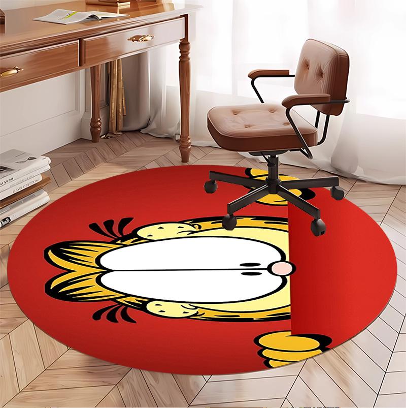Garfield Pattern Round Rug, Indoor/Outdoor Mat, for Picnic, Gameroom, Bedroom, Office, Living Room, Home Decor Carpet, Birthday Gift