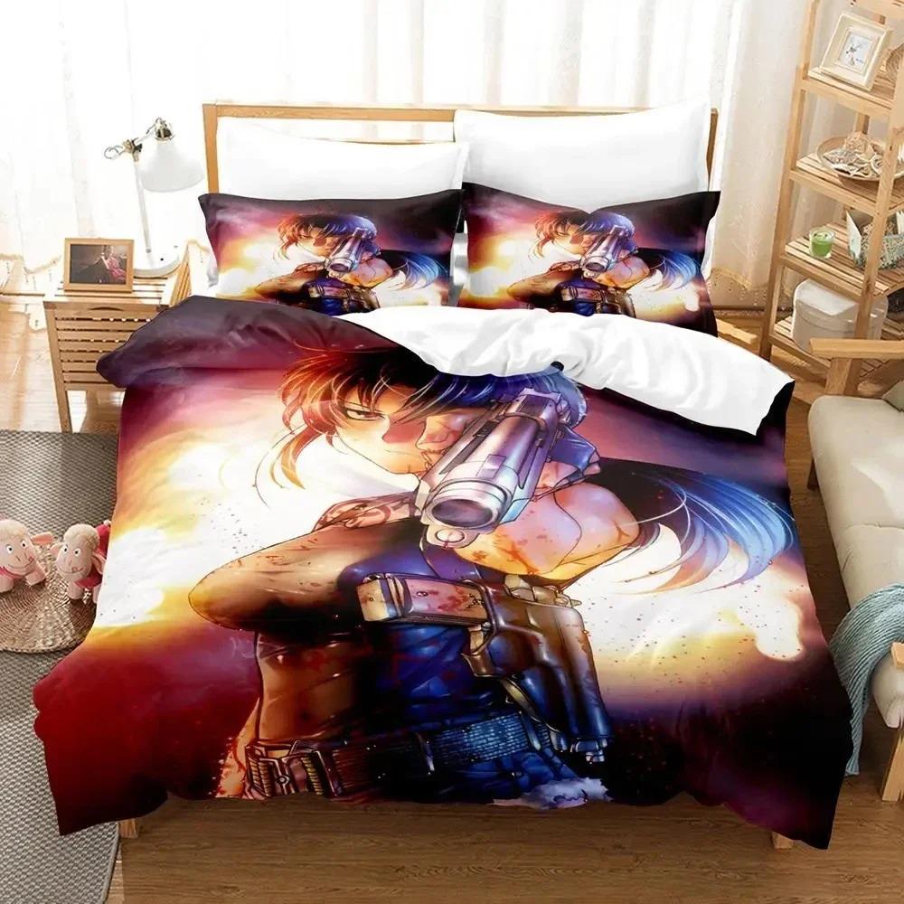 Anime Black Lagoon Bedding Set Duvet Cover Bed Set Quilt Cover Pillowcase Comforter King Queen Size Boys Adult Bedding Set