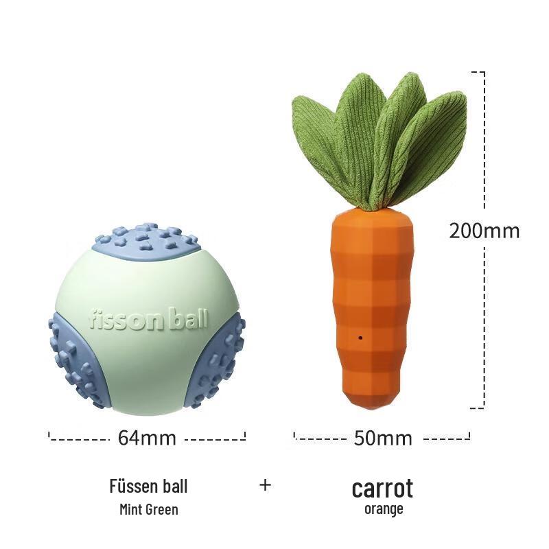 Interactive Squeaky Chew Toy Set (Faison Ball & Carrot)