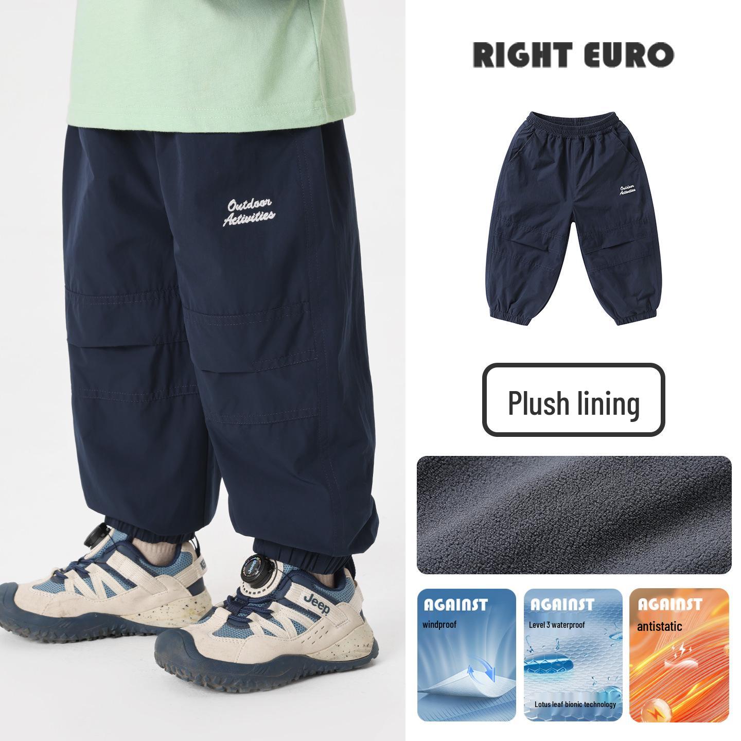 

Right European Boys Fleece-Lined Winter Cotton Pants for Kids 110 cm темно-синього кольору