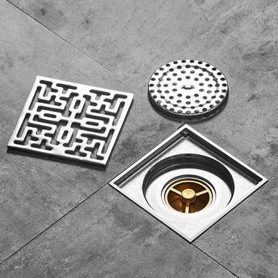 Floor Drains 10cm Chrome Square Shower Drain Brass Floor Drain Trap Waste Grate With Hair Strainer Bathroom Accessories 811573