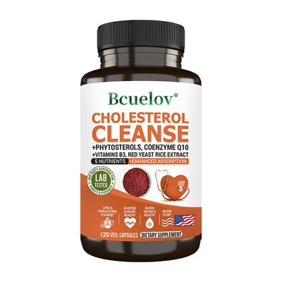 Bcuelov Cholesterol Cleansing Capsules Contain Plant Sterols Coenzyme Q10 Red Yeast Rice and Vitamin B3 To Help Maintain Cardiovascular Health