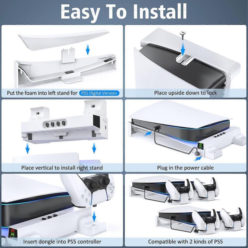 Oivo For Ps5 Console Horizontal Cooling Stand Ps5 Base Holder Ps5 Controller Charger For Playstation 5 Disc & Digital Editions